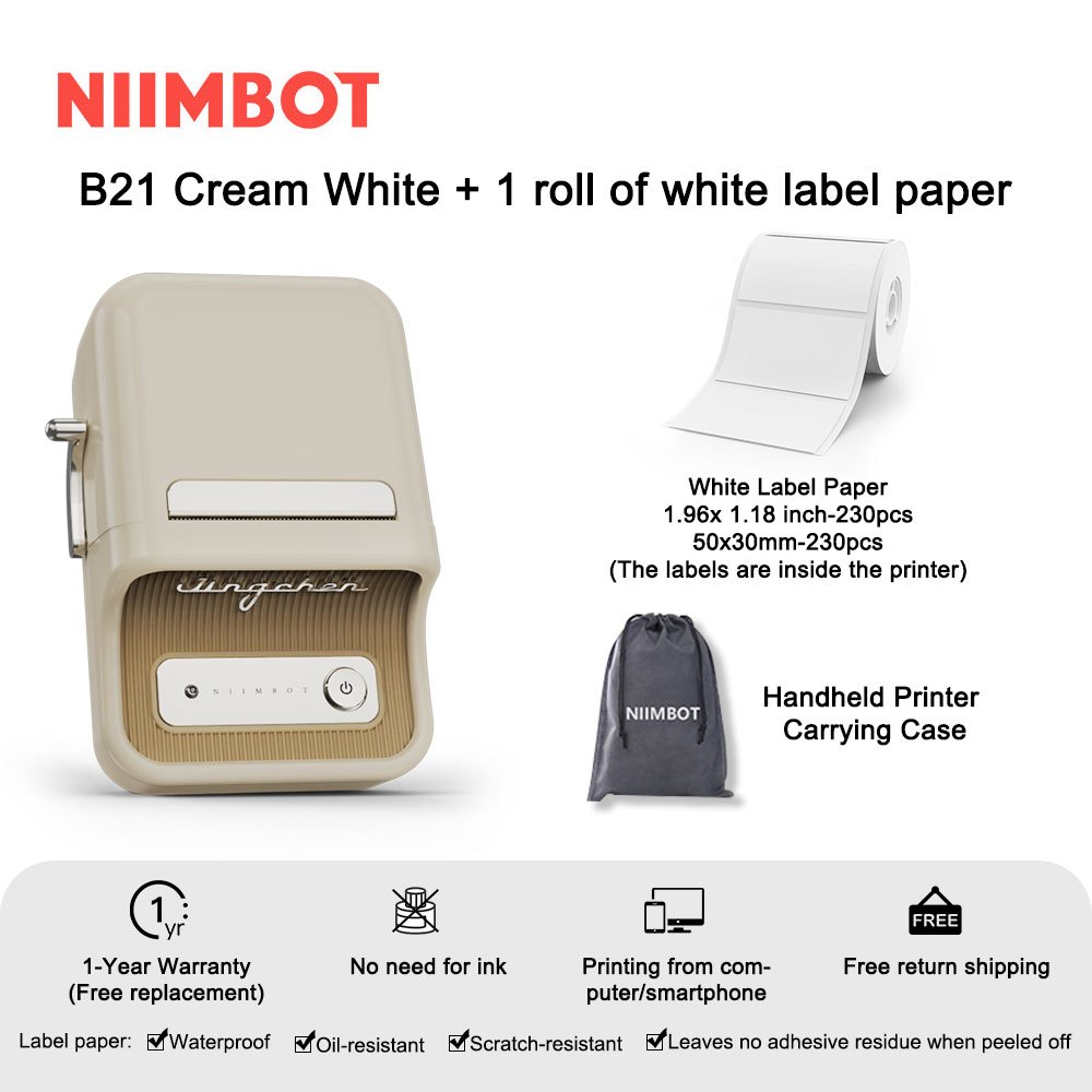 NIIMBOT B21 Label Maker with 50x30mm and 50x50mm Label Paper