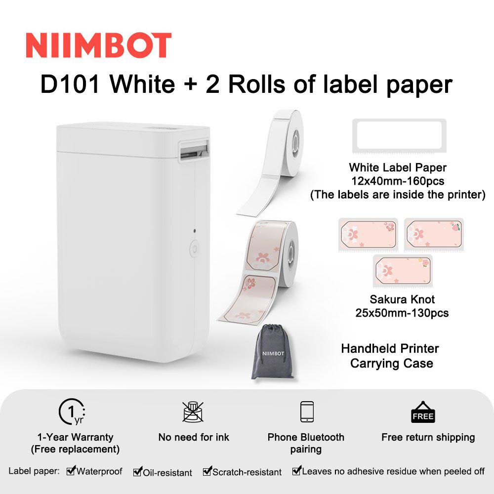 NIIMBOT D101 Wireless Bluetooth Thermal Label Printer No Ink