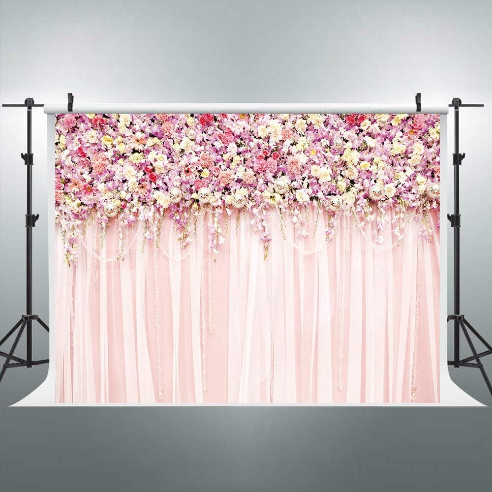 Wedding Pink Flowers Photography Backdrop 8x6ft Bridal Floral Wall ...