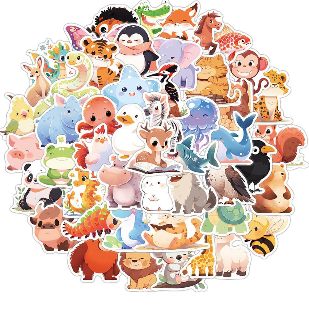 [Large Stickers]50PCS Mix Cute Animal Stickers Illustration Decal for ...