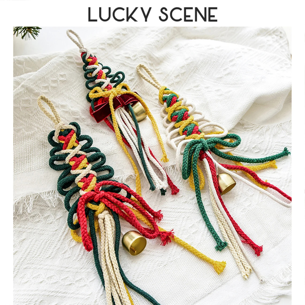 Christmas Decorations Colorful Cotton Rope Bells Bow Weaving Hanging ...