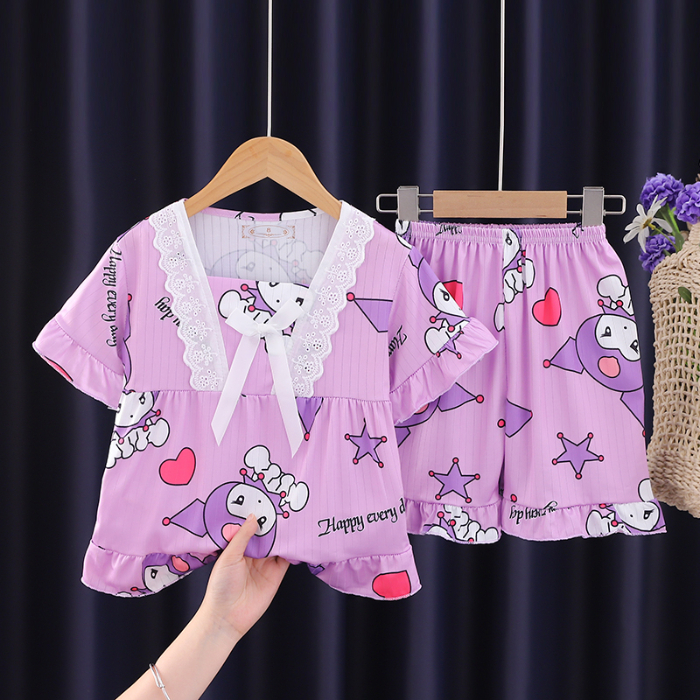 Summer Girls Pajamas Children Short Sleeved Air Conditioning Clothing Princess Style 3 12 Years Old Middle Big Kids Shopee Malaysia