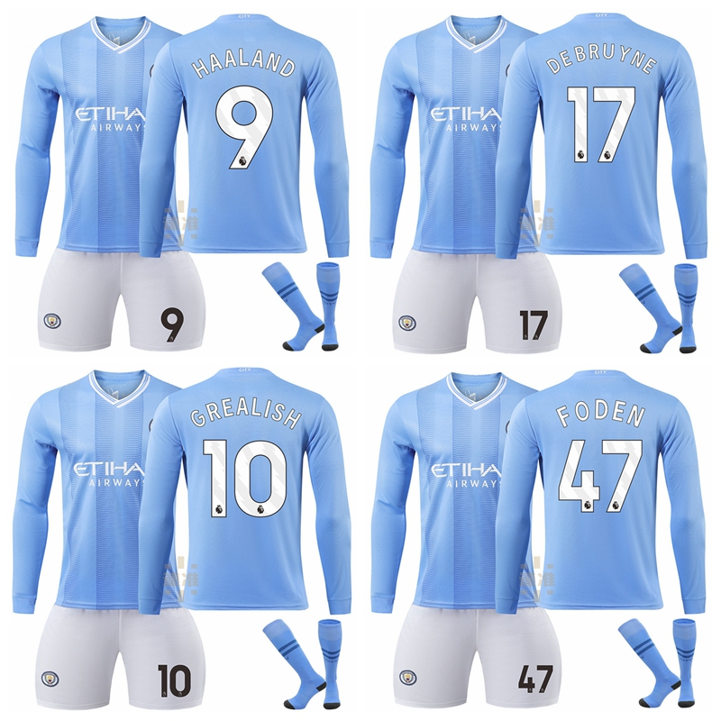 2023-24 Season Manchester City F.C. Home Long Sleeve Football Jersey ...