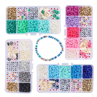 Polymer Clay Beads Set Letter Galss Seed Beads Kit Simle Soft Pottery Beads  Gift Box for
