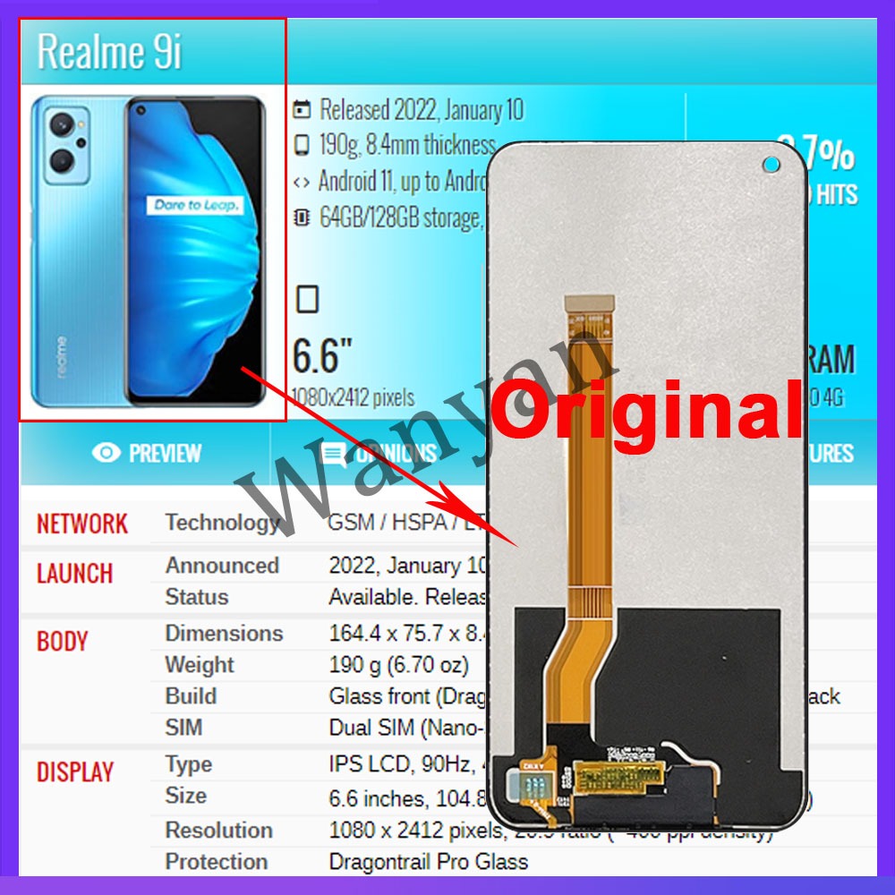 Original Realme 9 4G 5G 9 Pro 5G 9i 9 Pro Plus 5G LCD Touch Screen ...