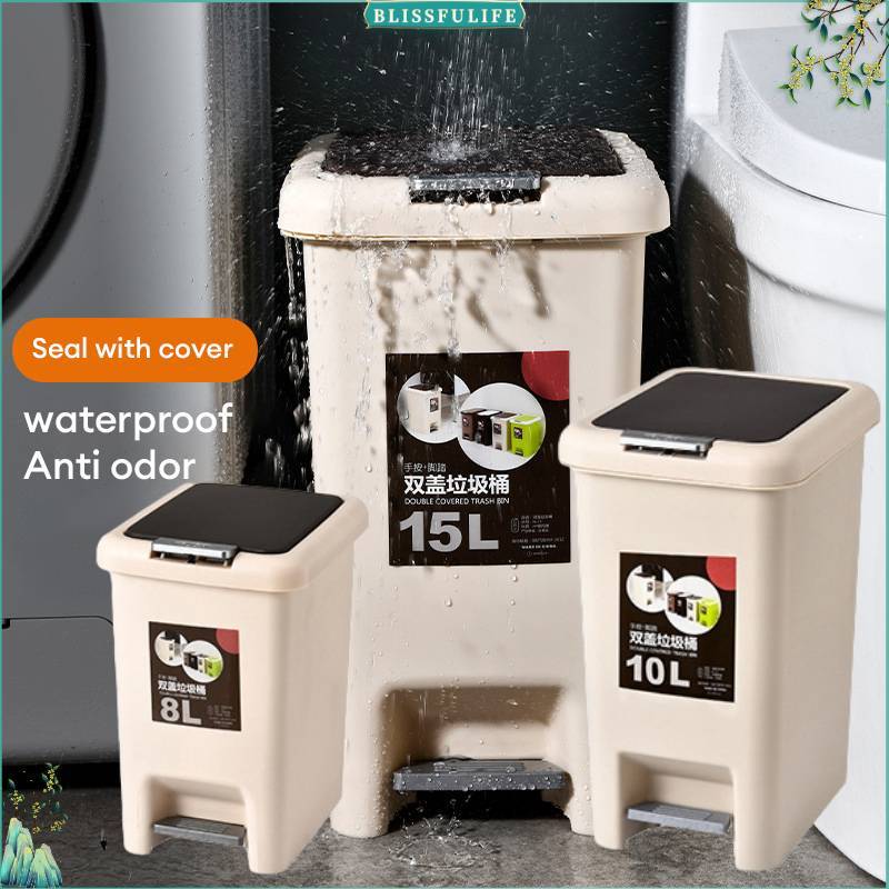 8L 10L 15L Garbage Bin Sealed Trash Can with Lid Wastebasket Narrow