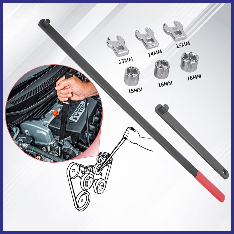 Idler pulley adjusting wrench extension rod adjustable inert belt