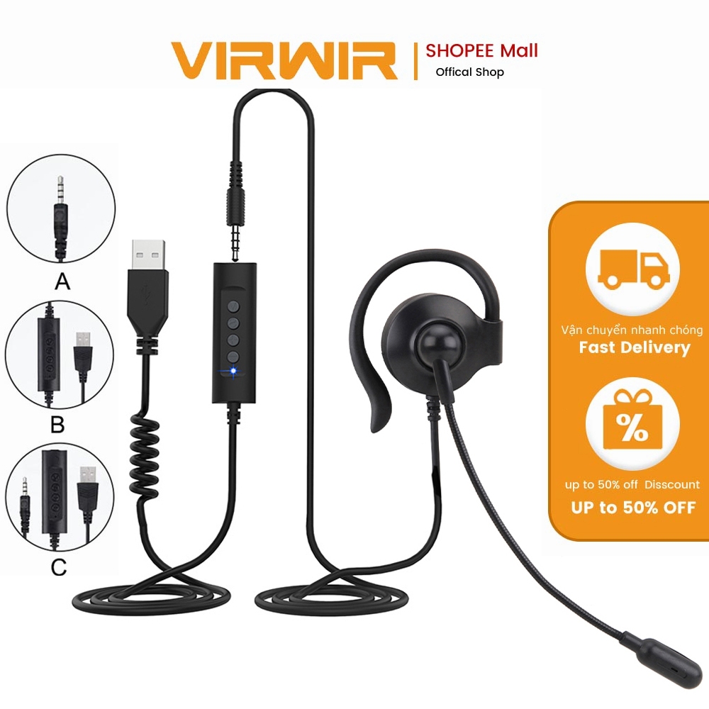 University Wired USB Headphones Antinoise Headset For PC Laptop Call