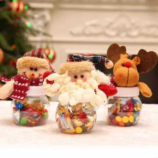 1pc, Christmas Candy Jars, Santa Elk Snowman Ornament Plastic