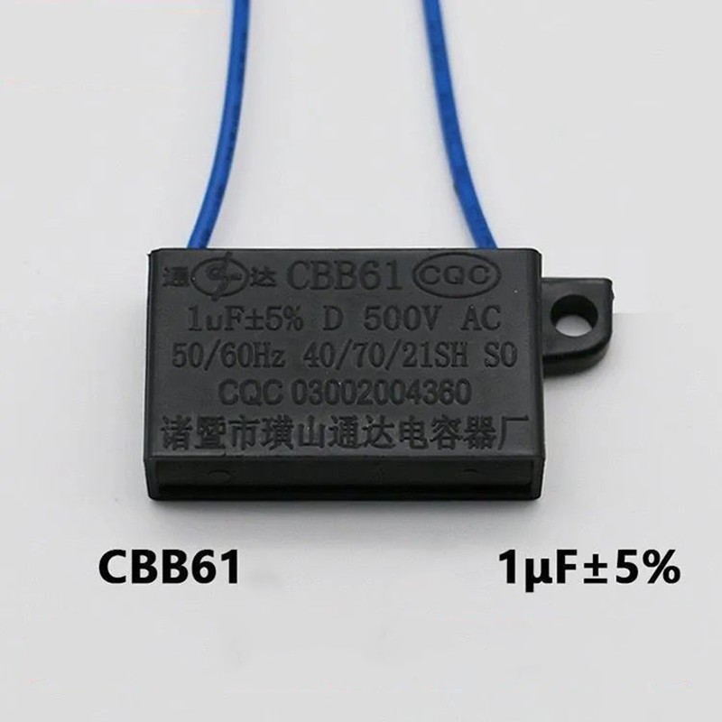 2 Pezzi Condensatore CBB61 1UF 500V 2 Fili Per Ventilatore Da Soffitto E Motori 50/60Hz