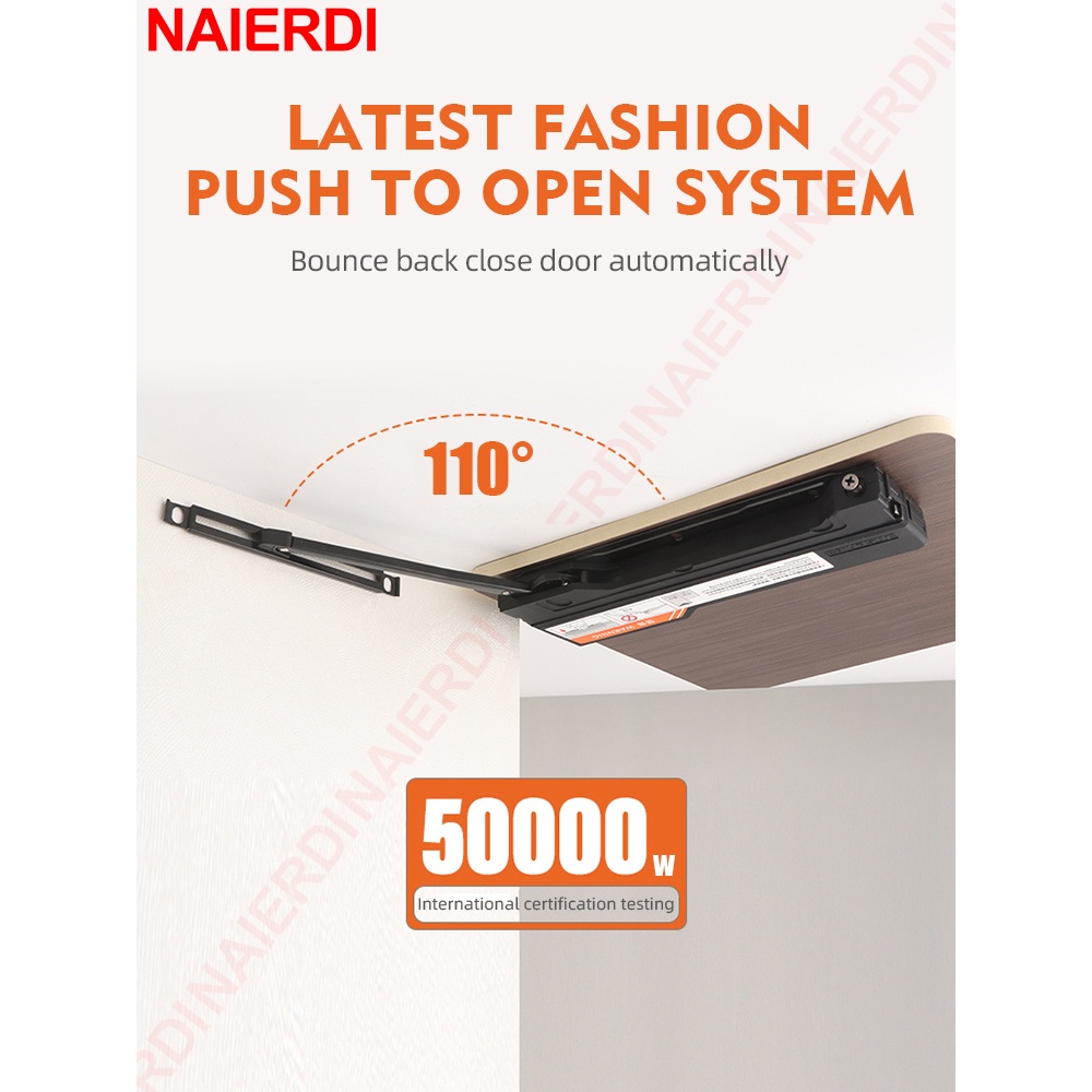 NAIERDI Automatic Door Closer Push to Open Catches Hidden Handles Damper