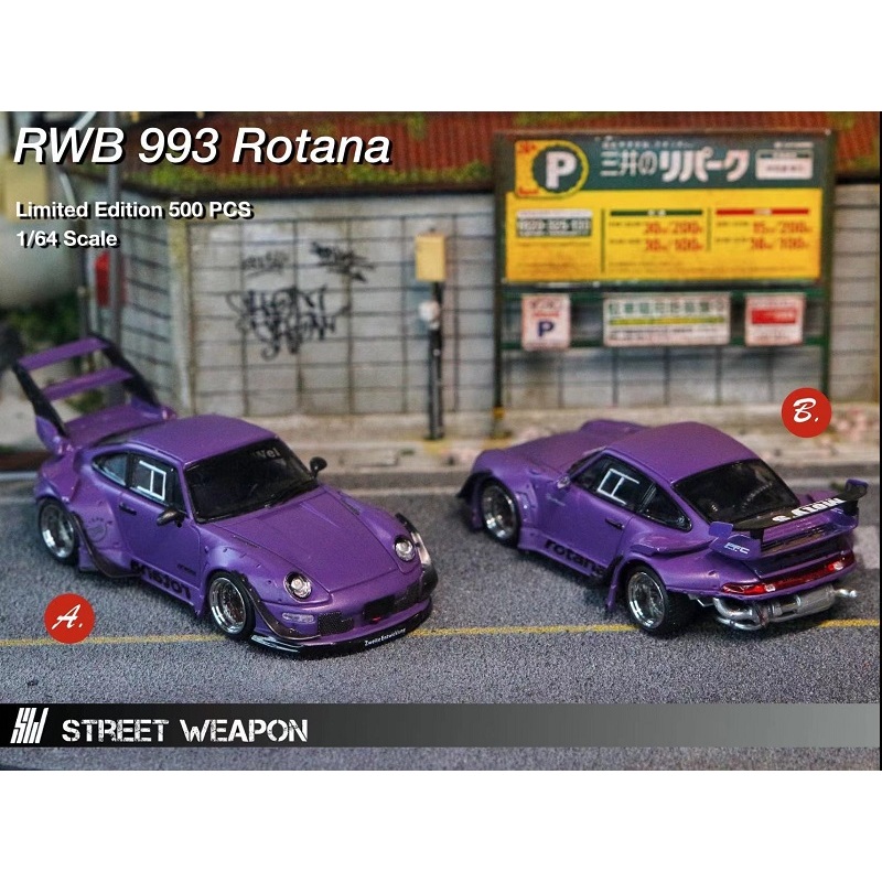 Street Weapon 1:64 RWB 993 Rotana GT wing Purple Model Car | Shopee ...