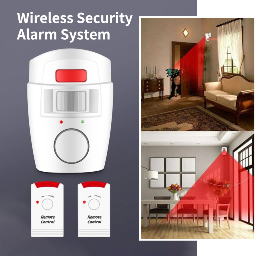 Ir Infrared Motion Sensor Detector 105db Wireless Motion Sensor Alarm 2 Remote Controls For 8293