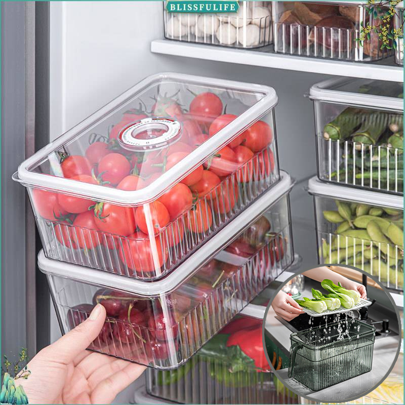 2pcs/set Japanese Style Refrigerator Storage Box, Drawer Type Fridge Side  Door Hanging Storage Bin, Kitchen Egg Tray Food Freezing Container