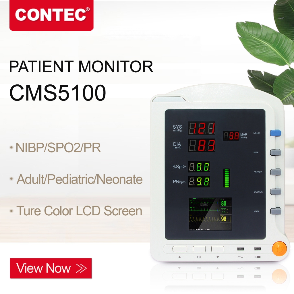 CONTEC CMS5100 Vital Signs Monitor CCU ICU Patient Monitor,NIBP / SPO2 /  PR/TEMP ) 2.8'' True Color TFT LCD