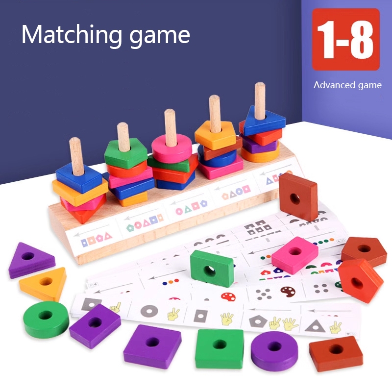 Children Geometric Column Building Blocks 1 Year Old Puzzle Montessori