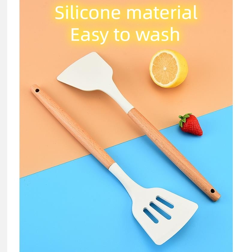 LEUSE Food grade wooden handle silicone spatula kitchenware 3-piece set ...