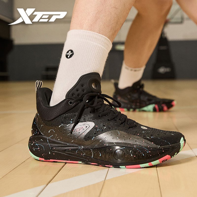 XTEP Men Basketball Shoes Mid-Top Professional Rebound Combat Stability ...