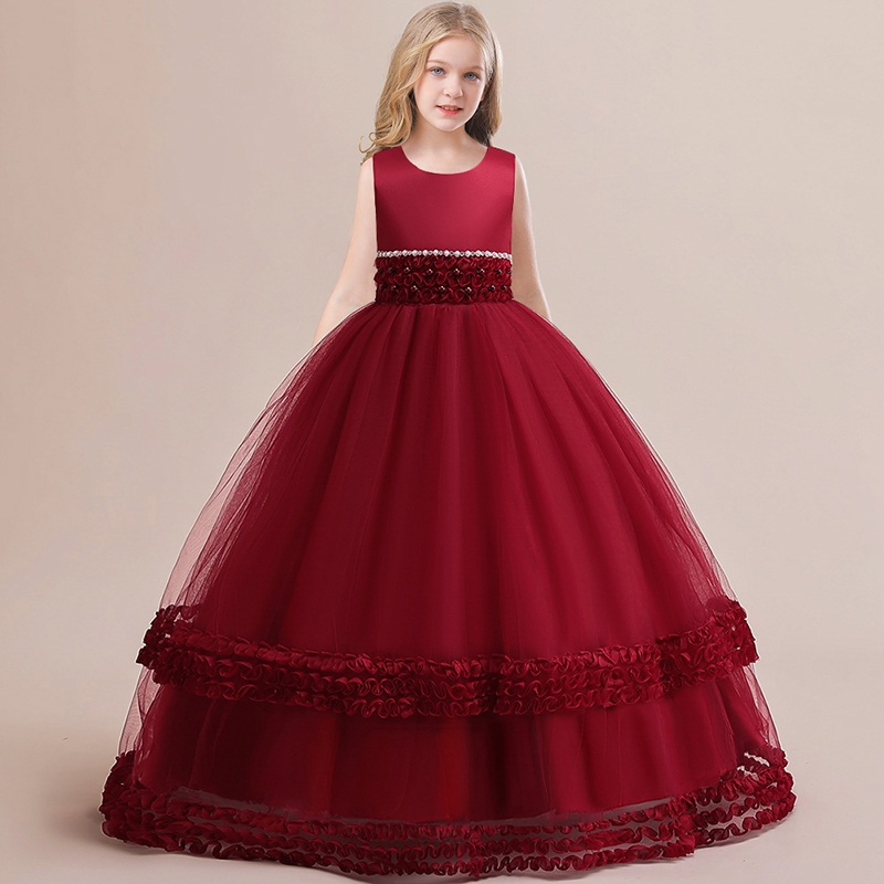 Girl Party Dress Bridesmaid Princess Flower For Wedding Elegant Kids Bow  Long Gown Children Formal Gala Clothes 12 13 Y Vestidos, Thrift Store  Formal Christmas Party