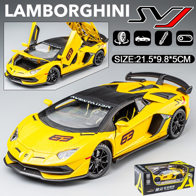 1:24 LAMBORGHINI AVENTADOR SVJ 63 Model Car Diecast Toys for Kids Boys