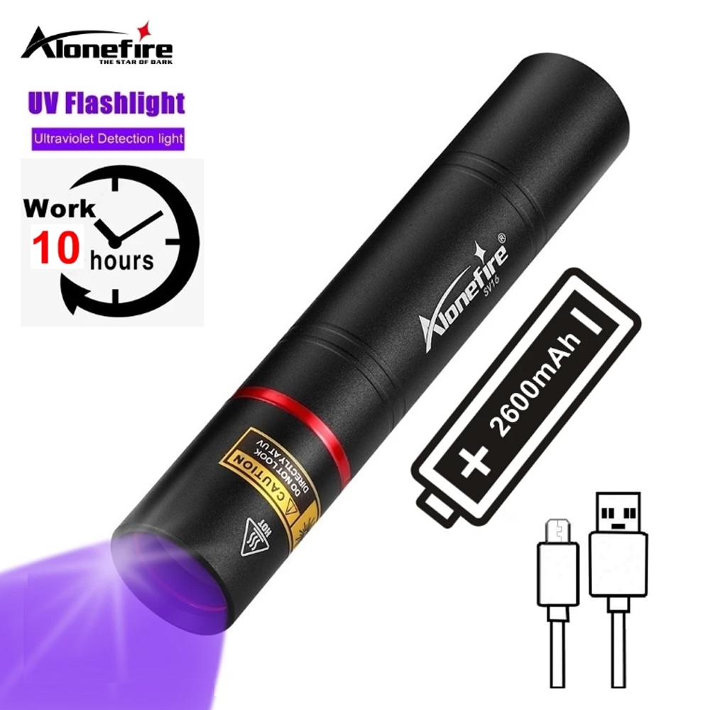 Alonefire SV16 365nm UV Flashlight Light USB Rechargeable LED ...