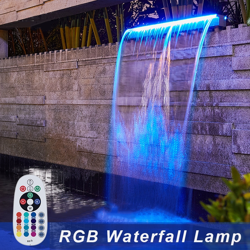 Acrylic Waterfall Lights Decor Water Curtain Wall Spout Outdoor Spa ...
