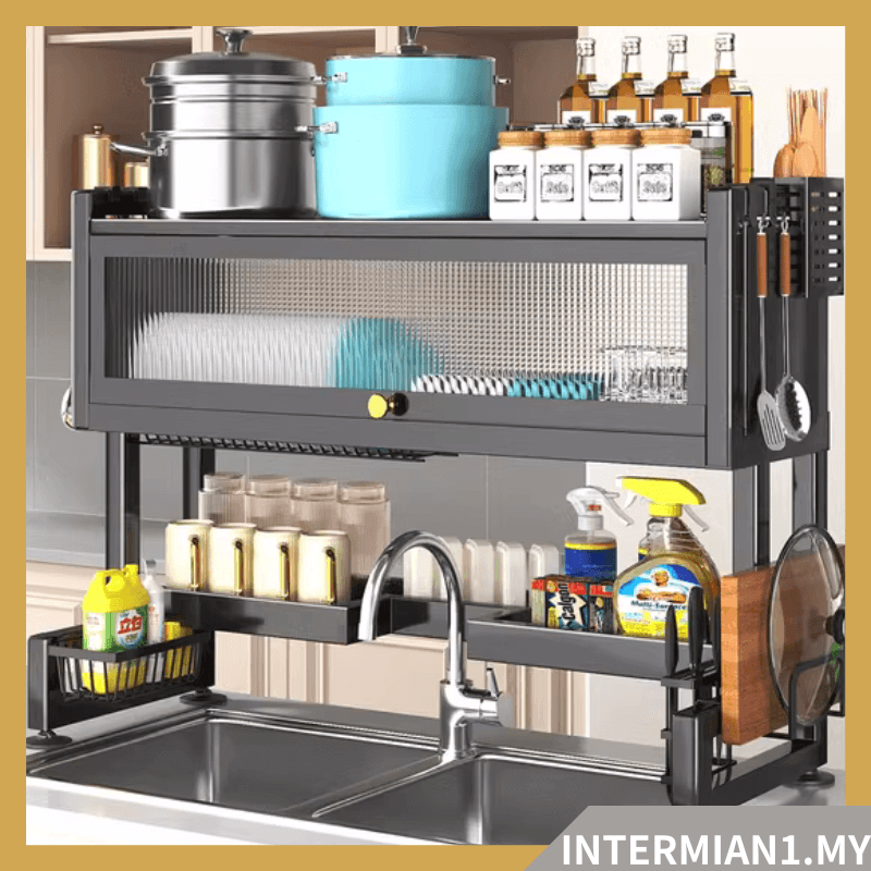 Rak Pinggan Mangkuk Dish Rack With Cover Stainless Steel Rack Kitchen