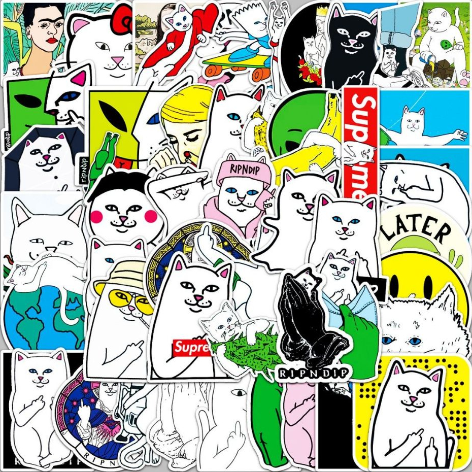 56pcs Funny Cat Cartoon Graffiti Waterproof Stickers For DIY Phones ...