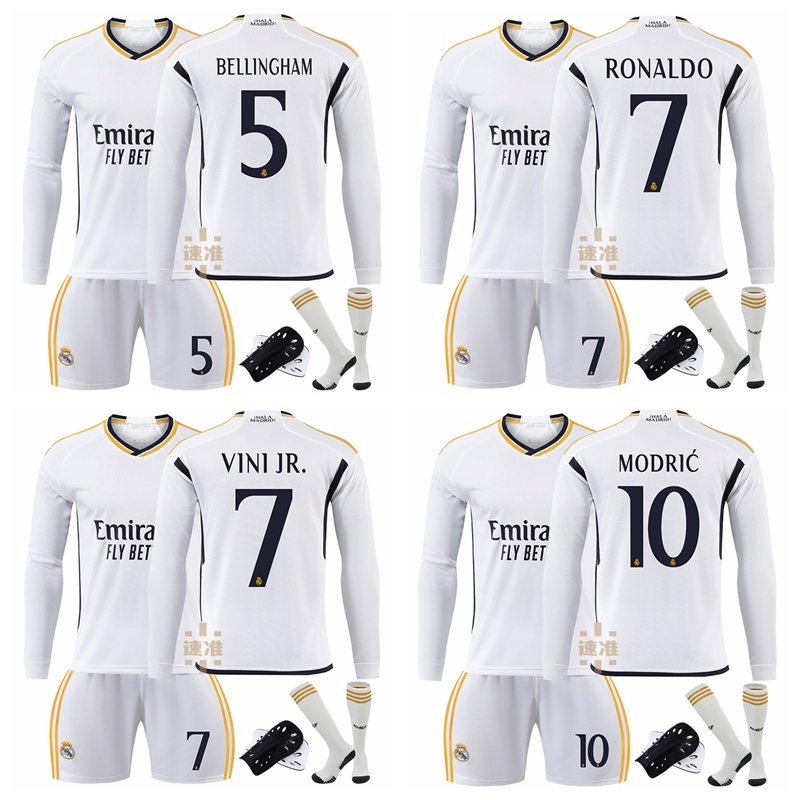 2023-24 Season Real Madrid Home Long Sleeve Football Jersey Kit ...