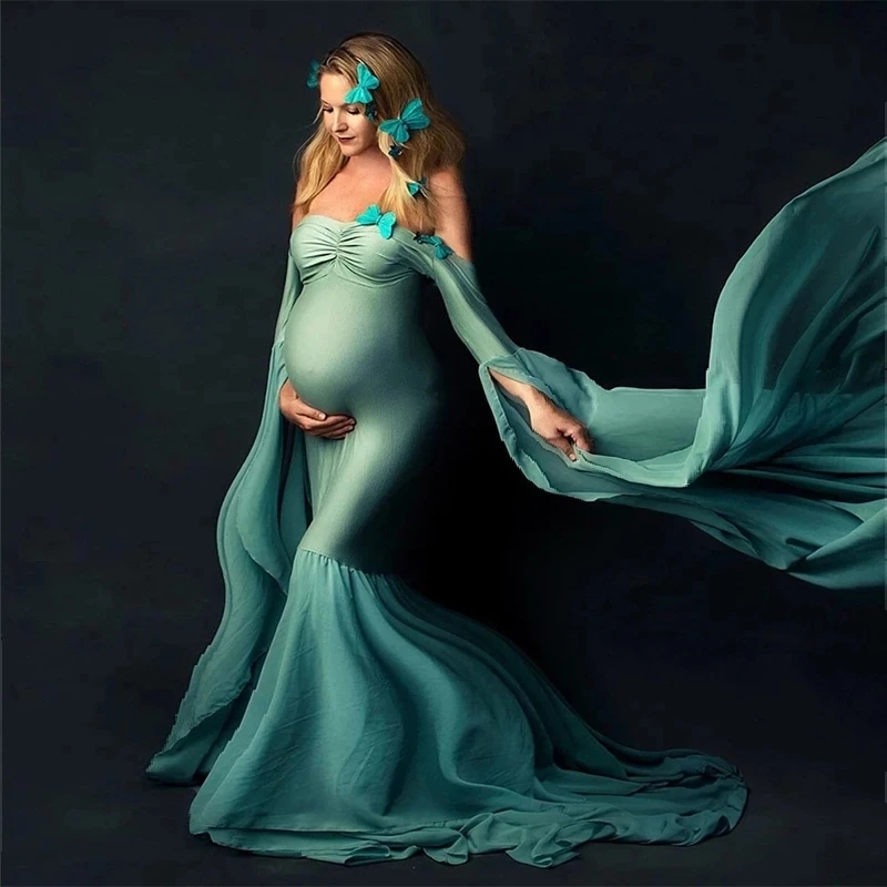 Sexy Shoulderless Maternity Dresses For Photo Shoot Long Fancy main image 1