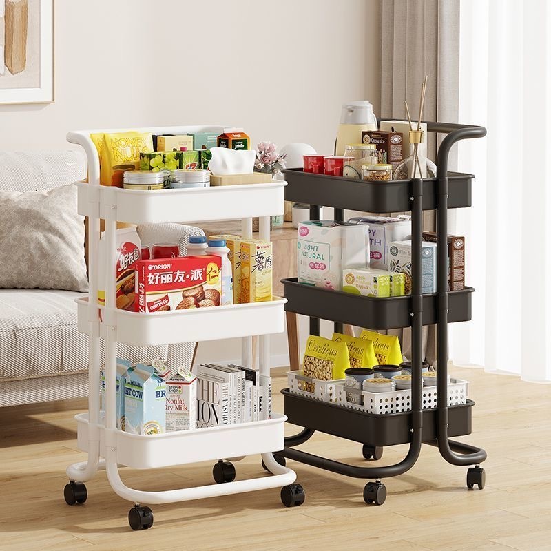 Large Trolley Shelves Rack 360° Wheel Storage Upgrade Kitchen Trolley ...