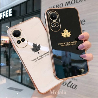 Case For OPPO Reno 10 Pro 5G Plated Maple Leaf Frame Silicone Soft