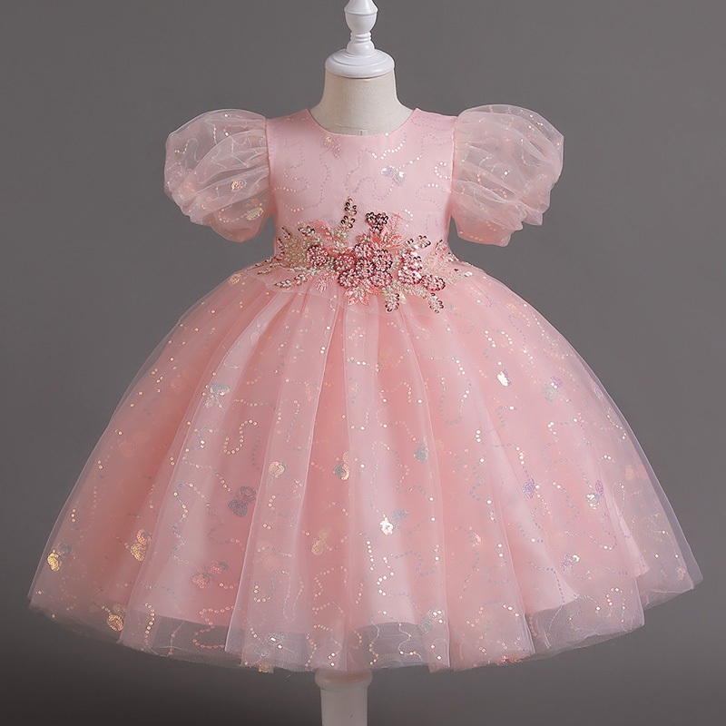 women chiffon dresses Women's Long Floral Dress With Elegant Semi-Transparent Puff S Evening Glamour: Crocheting Barbie's Size:Small Adult book week outfit