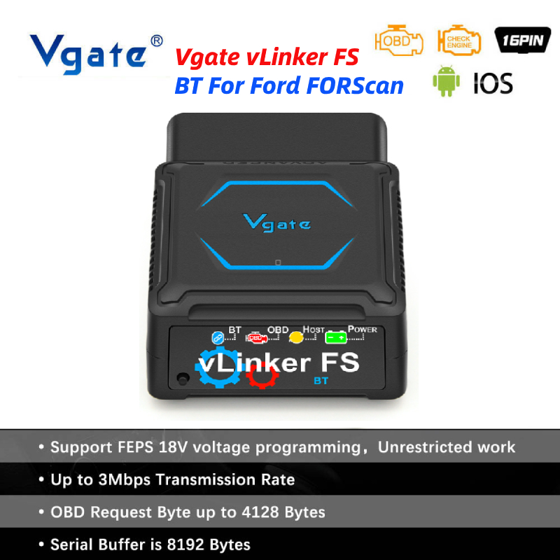 Vgate vLinker FS OBD 2 Code Reader Bluetooth for Android / IOS For Ford ...