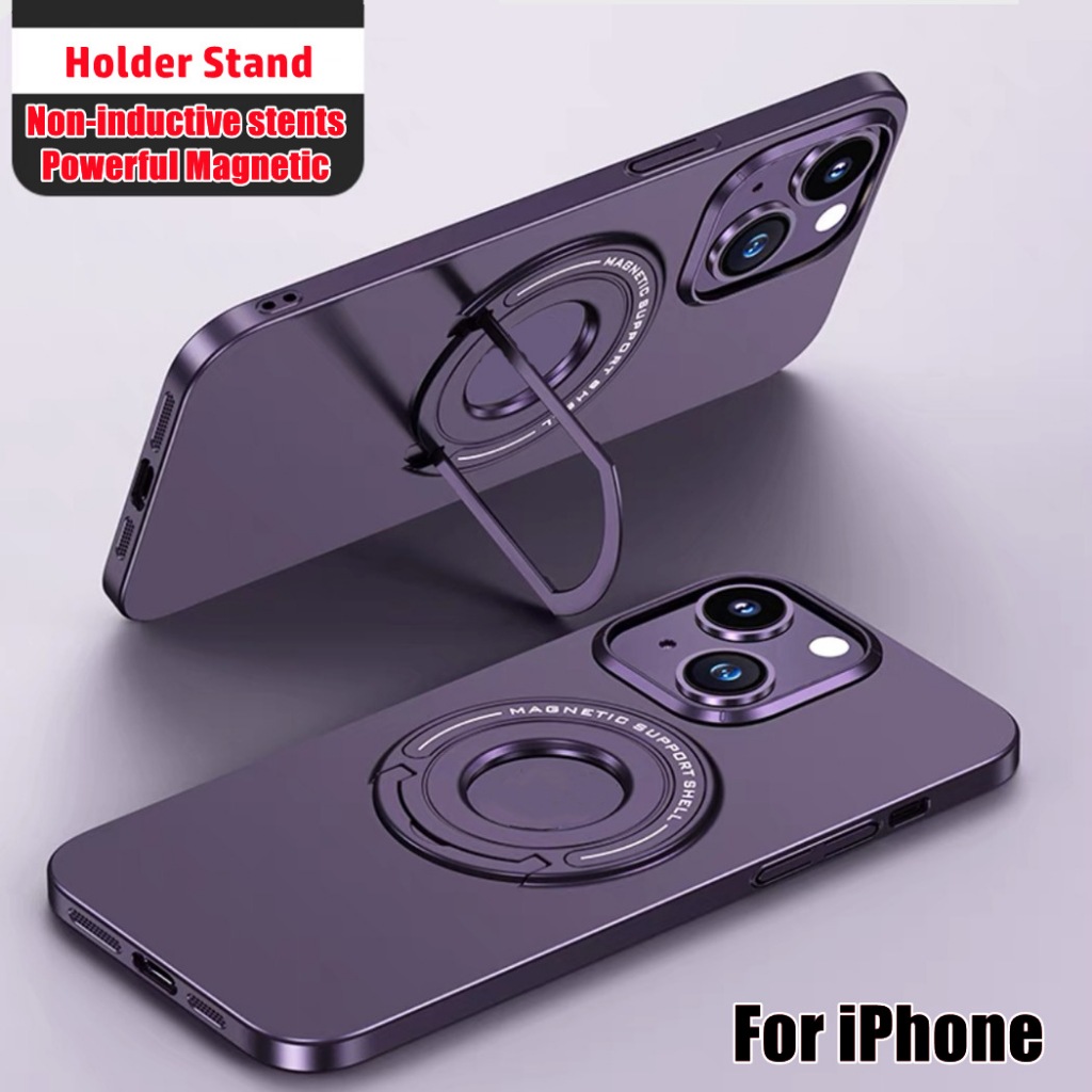 Magnetic Metal Stand Case For iphone 12 13 14 15 Pro Max 15 Plus With ...