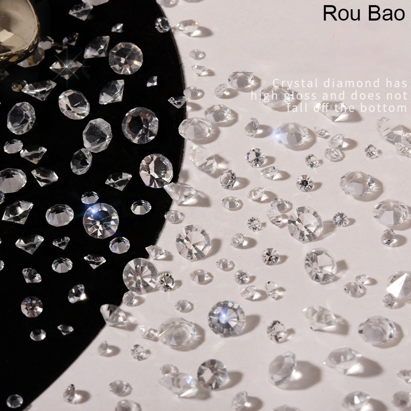Rou Bao 10g Nail Mixed Size Transparent Rhinestone Pointed Bottom ...