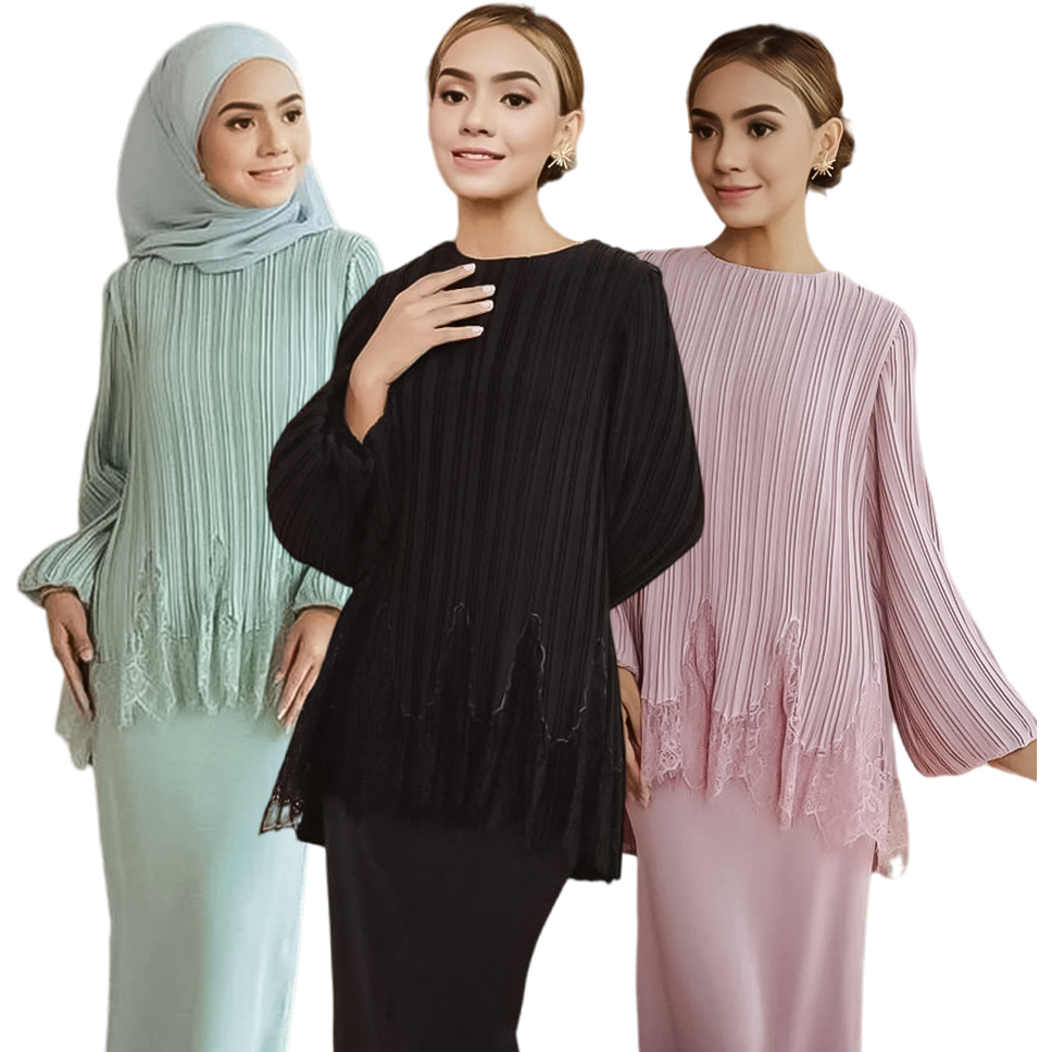 Yeleedon LAWRA PLEATED KURUNG Kebaya Lace Moden Kurung Modern. Sesuai ...