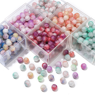 8mm Crackle Glass Ball Bead Mix, Rainbow Pastel Mix, Mixed Lot,  Transparent, Pretty Jewelry Beads, Round, Pink, Blue, Purple and Clear