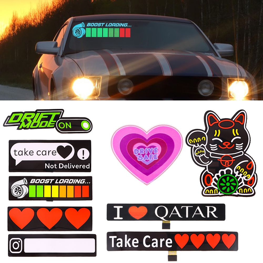 Windshield Electric Lucky Cat Luminous Car Window Sticker Auto Moto ...