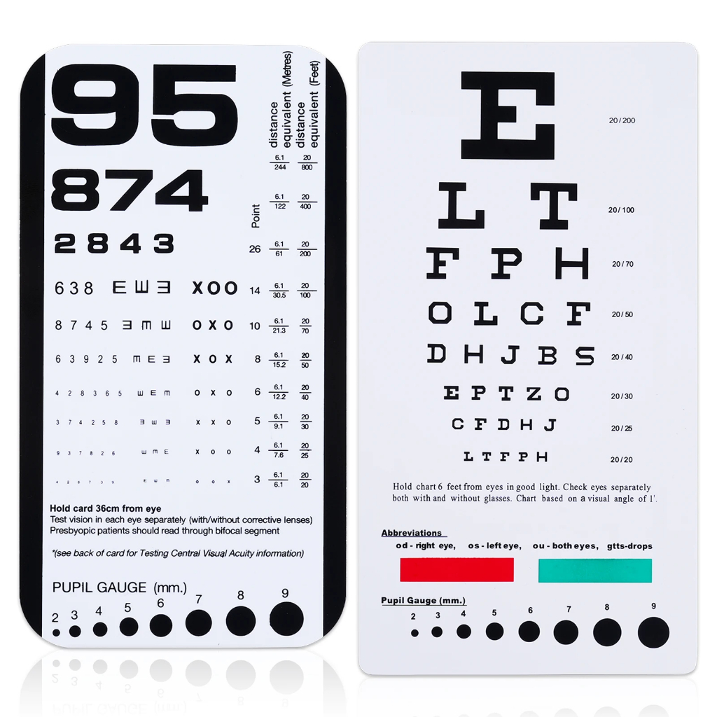 Far Near Vision Standardized Eye Chart Visual Testing Pocket Eye Chart