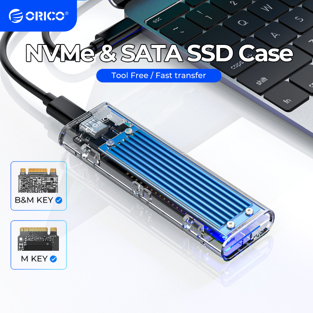 ORICO M2 SSD Case NVME SSD Enclosure M.2 to USB Type C Transparent Hard ...