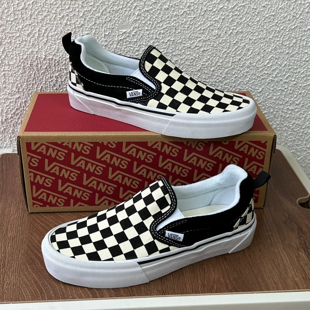 Slide on checkered vans hot sale