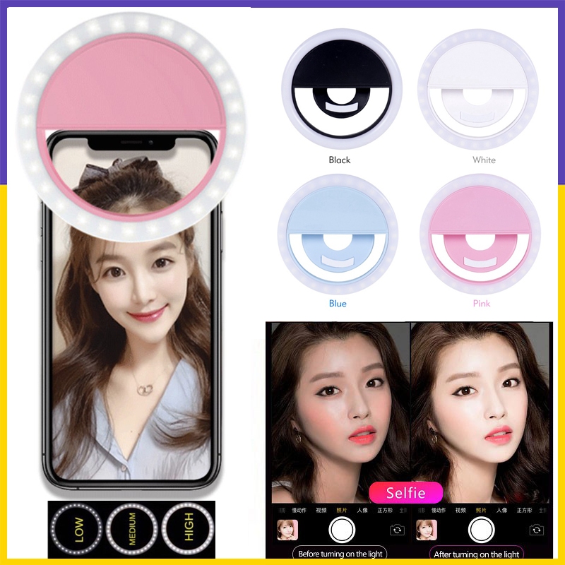 OSDUE Clip-On Selfie Ring Light - Rechargeable 36 LED Phone Light For Videos, Zoom Calls, Makeup & Vlogging