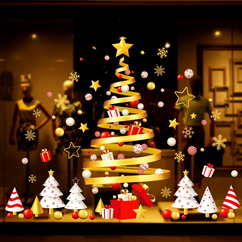 Christmas Stickers, Large Window Glass Stickers, Christmas Tree Wall