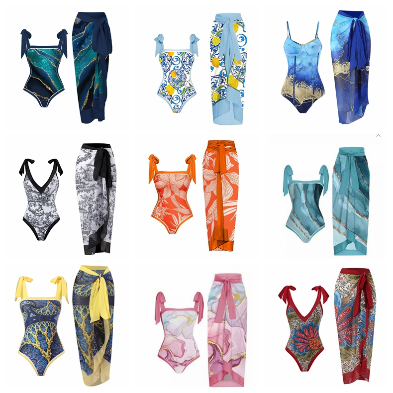 (Special Offer) Women's Swimwear Set/One Piece Swimwear and Beach Skirt/Women's Swimwear