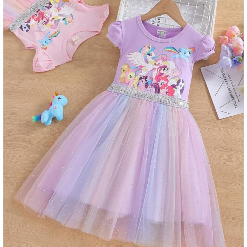 Girls Summer Dress My Little Pony Cartoon Rainbow Mesh Princess Dress Baby  Kids Birthday Party Gift | Shopee Malaysia