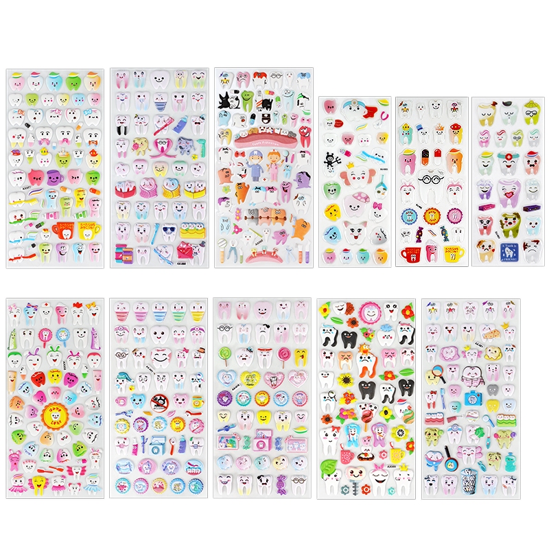 Cute Children Tooth Shape Stickers Molar Shaped 3D Bubble Tooth Fairy ...
