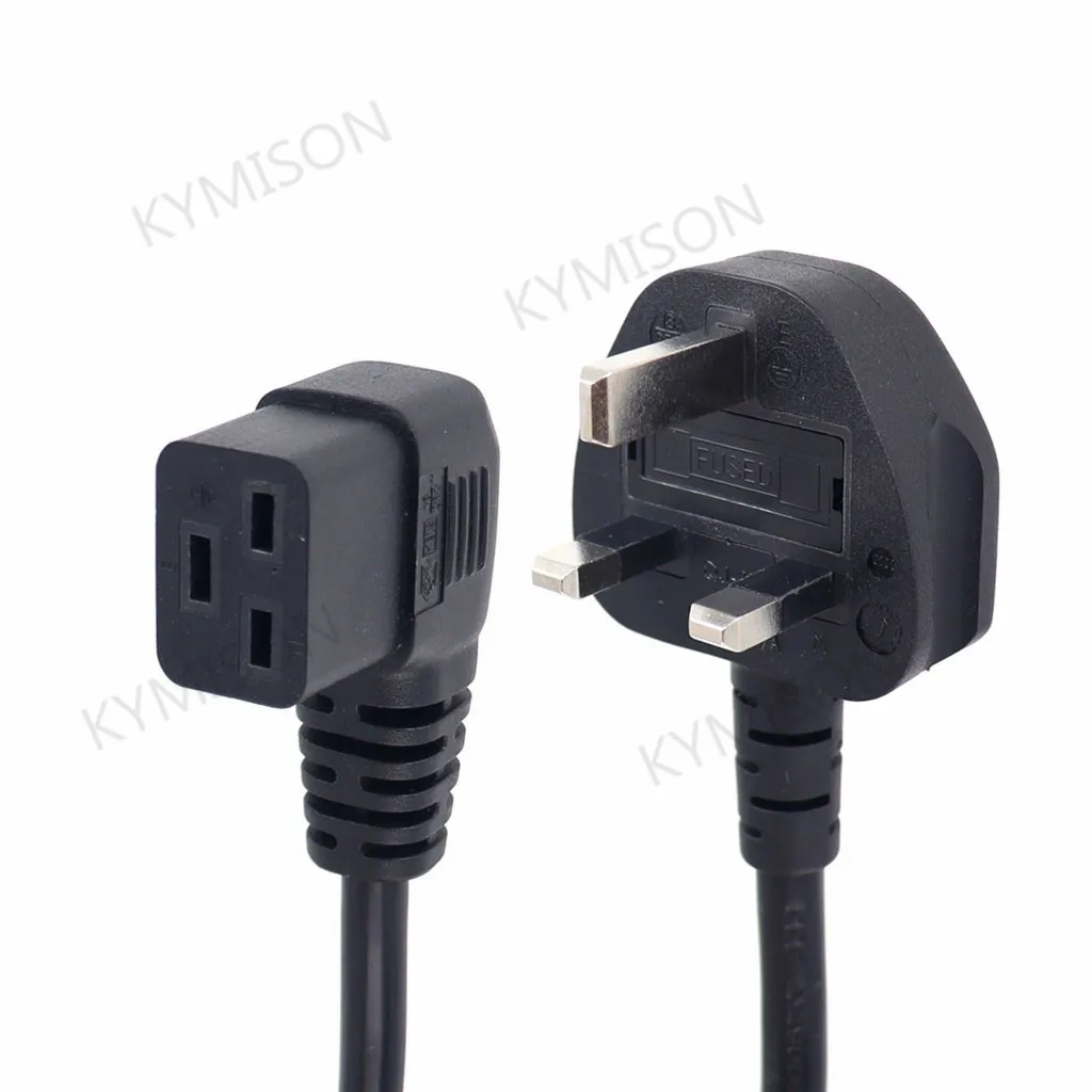 Right Angle C19 to UK BS1363 plug Power Cable for Server/PDU, Connected ...