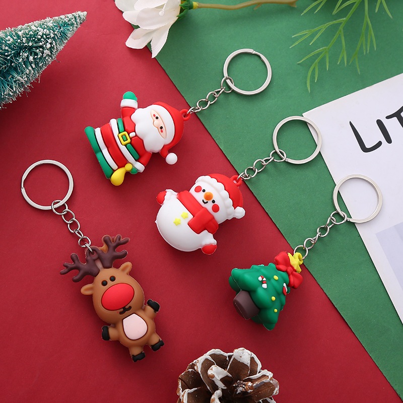 Cute Cartoon Christmas Keychain Christmas Tree Santa Claus Elk Key Pendant Creative Key