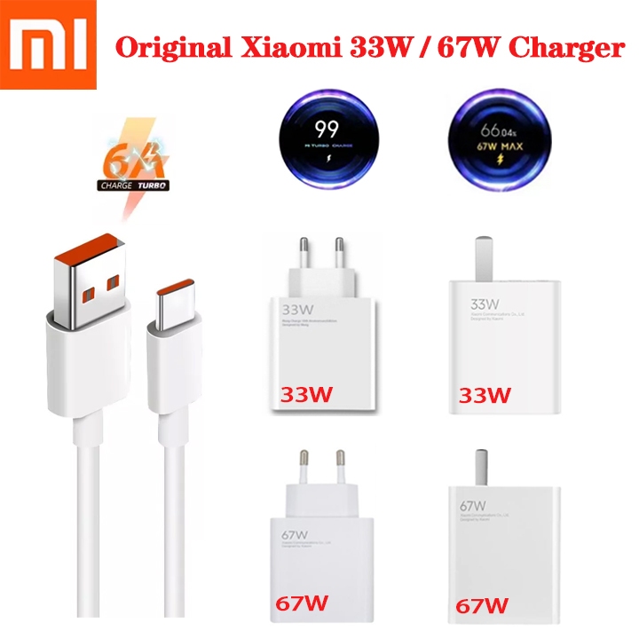 Xiaomi Charger 33W 67W MAX Super Fast Charging Adapter With 6A USB A to ...